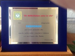 la targa di ringraziamento per Farmondo